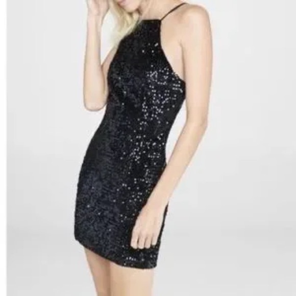 Express black Sequin night mini dress size XS - Picture 3 of 7